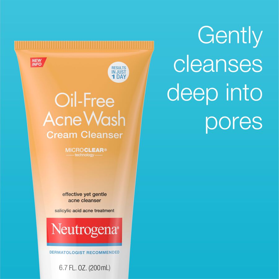 Neutrogena OilFree Acne Wash Cream Cleanser, 6.7 fl oz